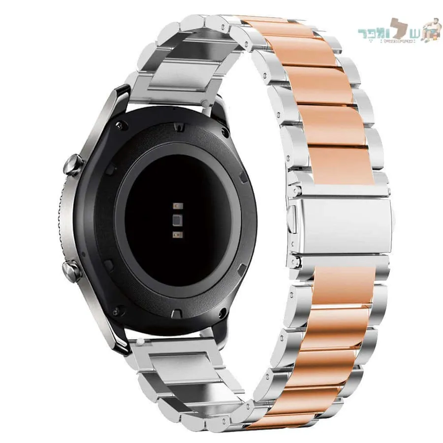 רצועת ברזל חוליות בצבע כסף עם פס Rose Gold